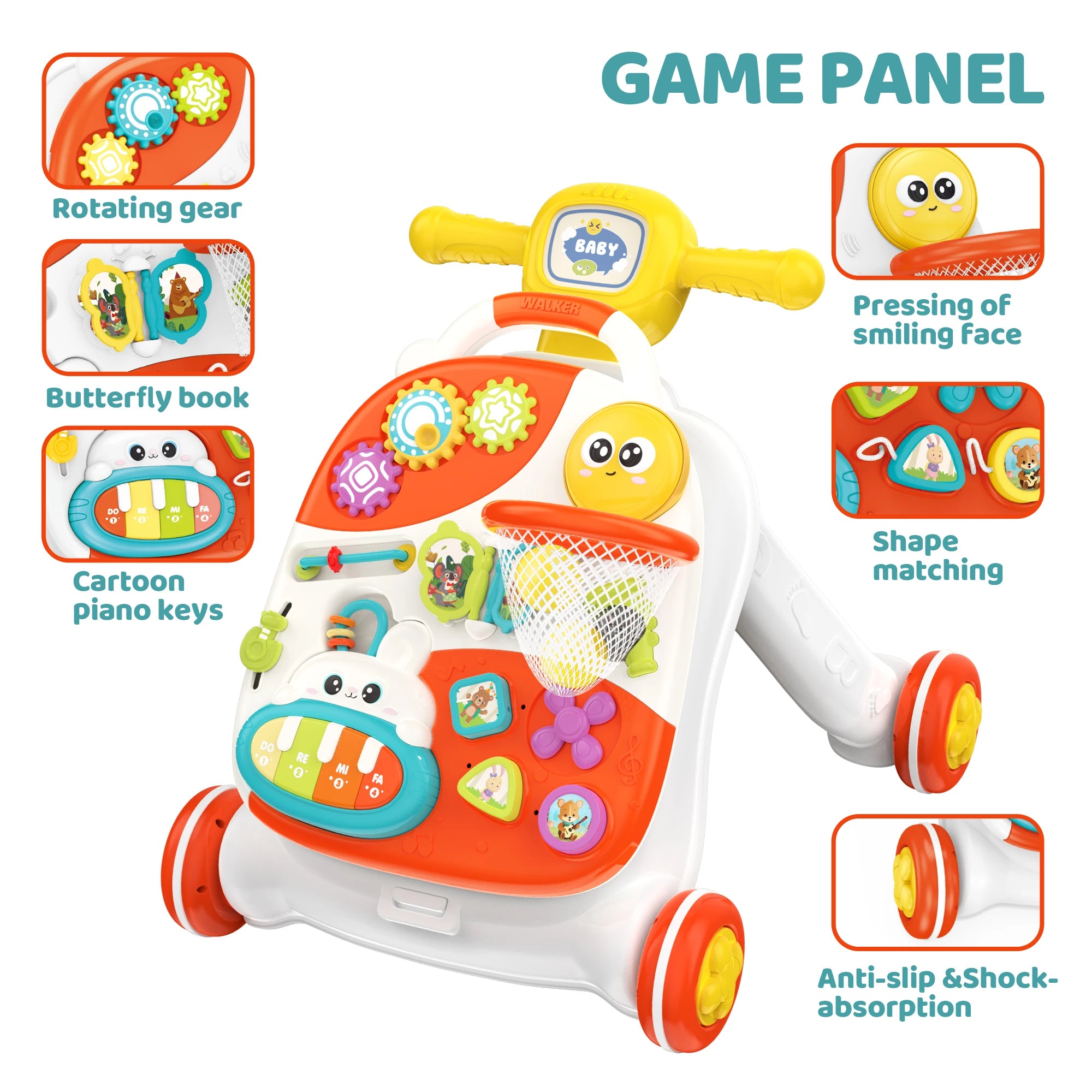 3 in 1 Baby Push Walker and Activity Center, Sit to Stand Walker for Babies 6-12 Months