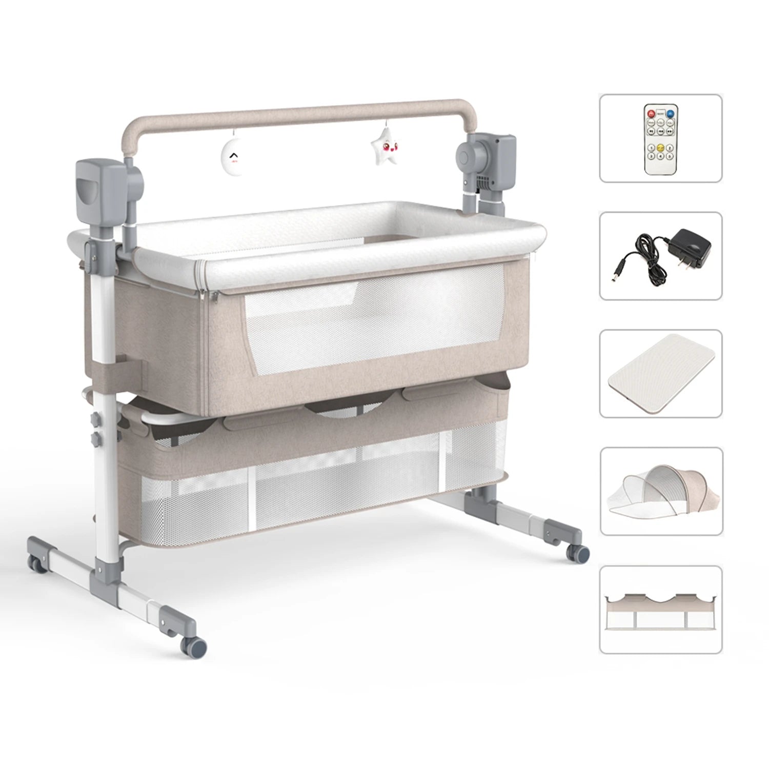 Baby Rocking Bassinet Portable Newborn Cradle Bedside Sleeper