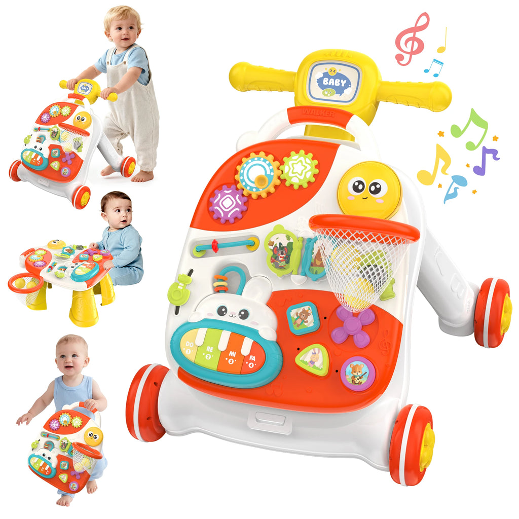 3 in 1 Baby Push Walker and Activity Center, Sit to Stand Walker for Babies 6-12 Months