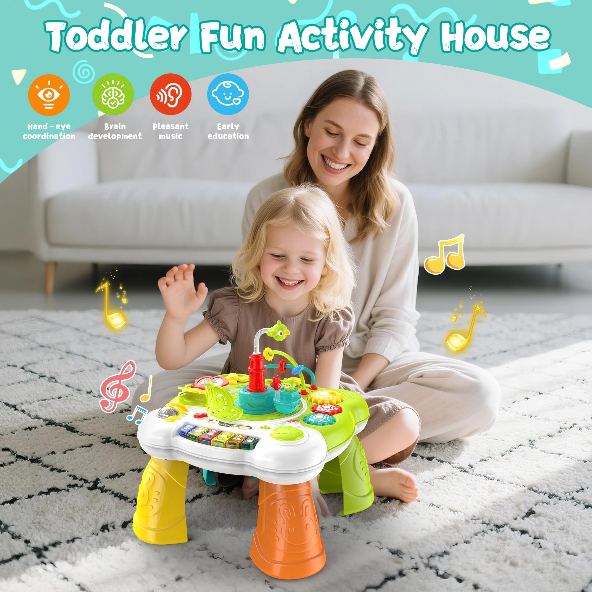 Toddler Musical Activity Table: Interactive Learning Toy With Piano