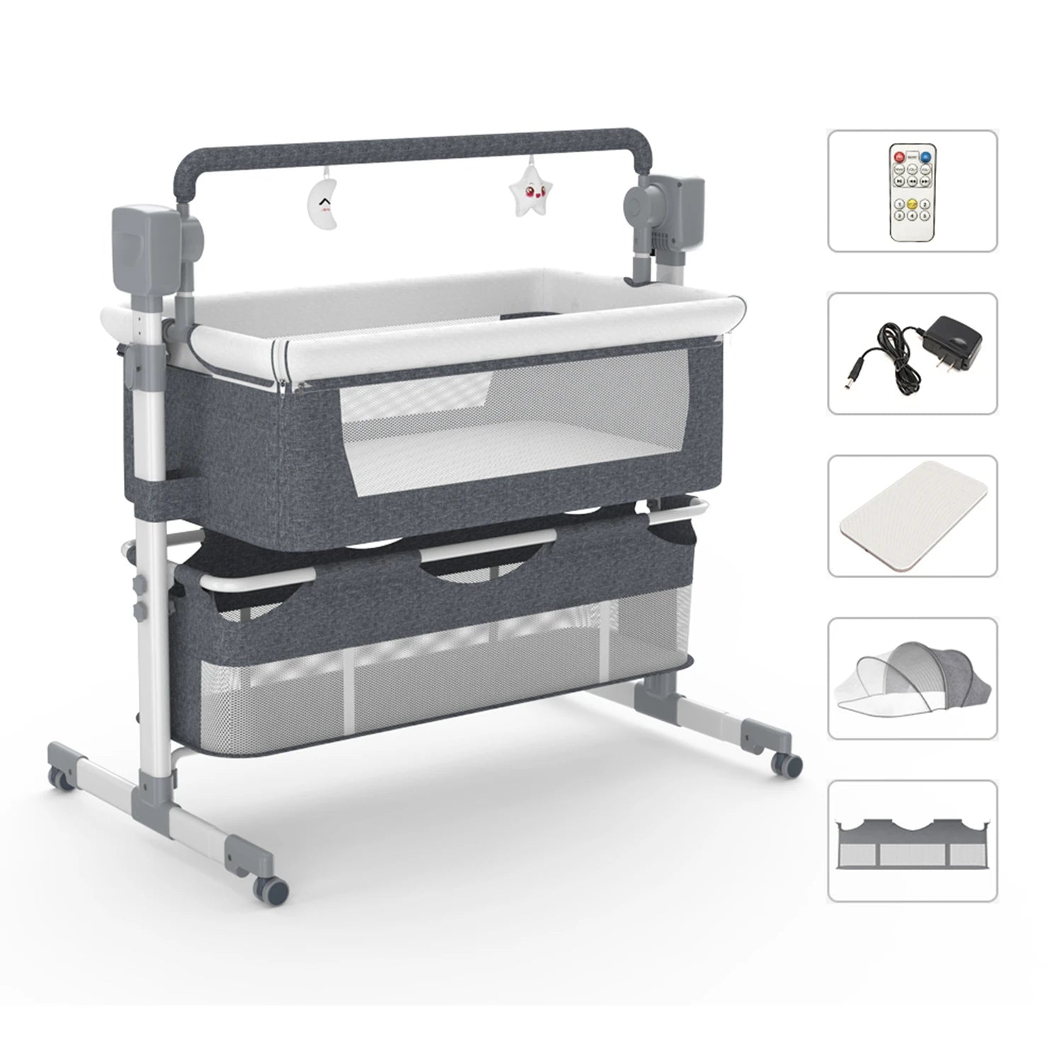 Baby Rocking Bassinet Portable Newborn Cradle Bedside Sleeper