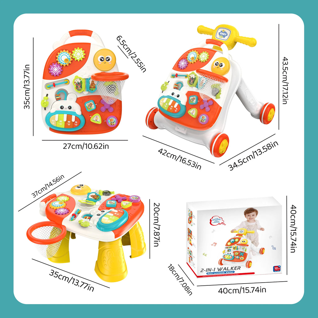 3 in 1 Baby Push Walker and Activity Center, Sit to Stand Walker for Babies 6-12 Months