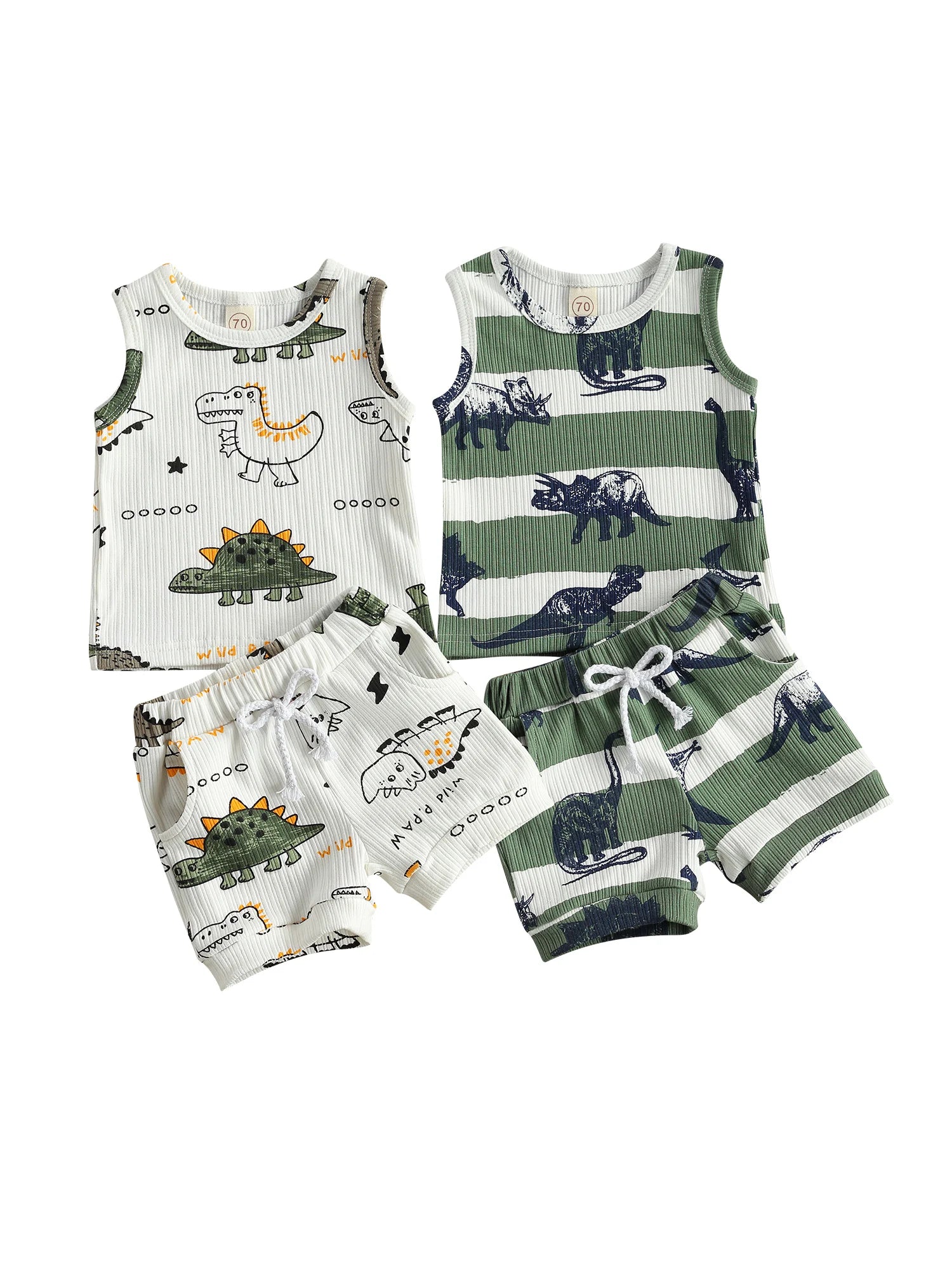Summer Infant Baby Boys Girls Tracksuits + Elastic Shorts Clothes Set