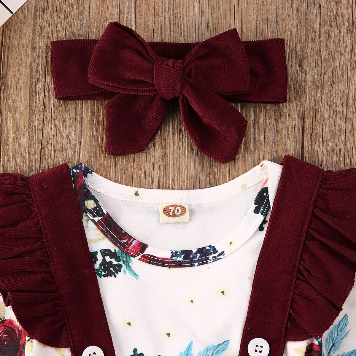 3PCS Infant Baby Girl Floral Outfit
