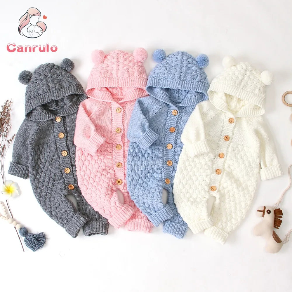 Autumn Winter Newborn Sweater Baby Boy Girl Clothes Romper Bear