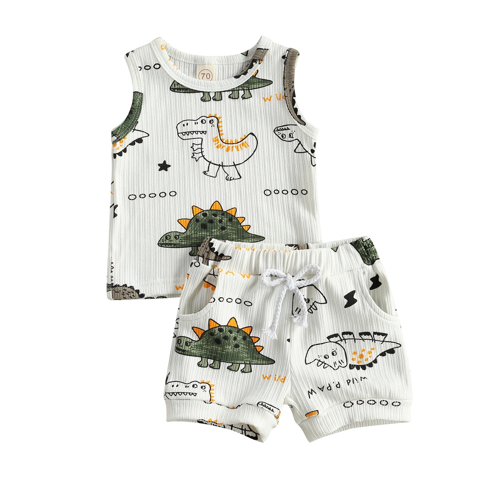 Summer Infant Baby Boys Girls Tracksuits + Elastic Shorts Clothes Set