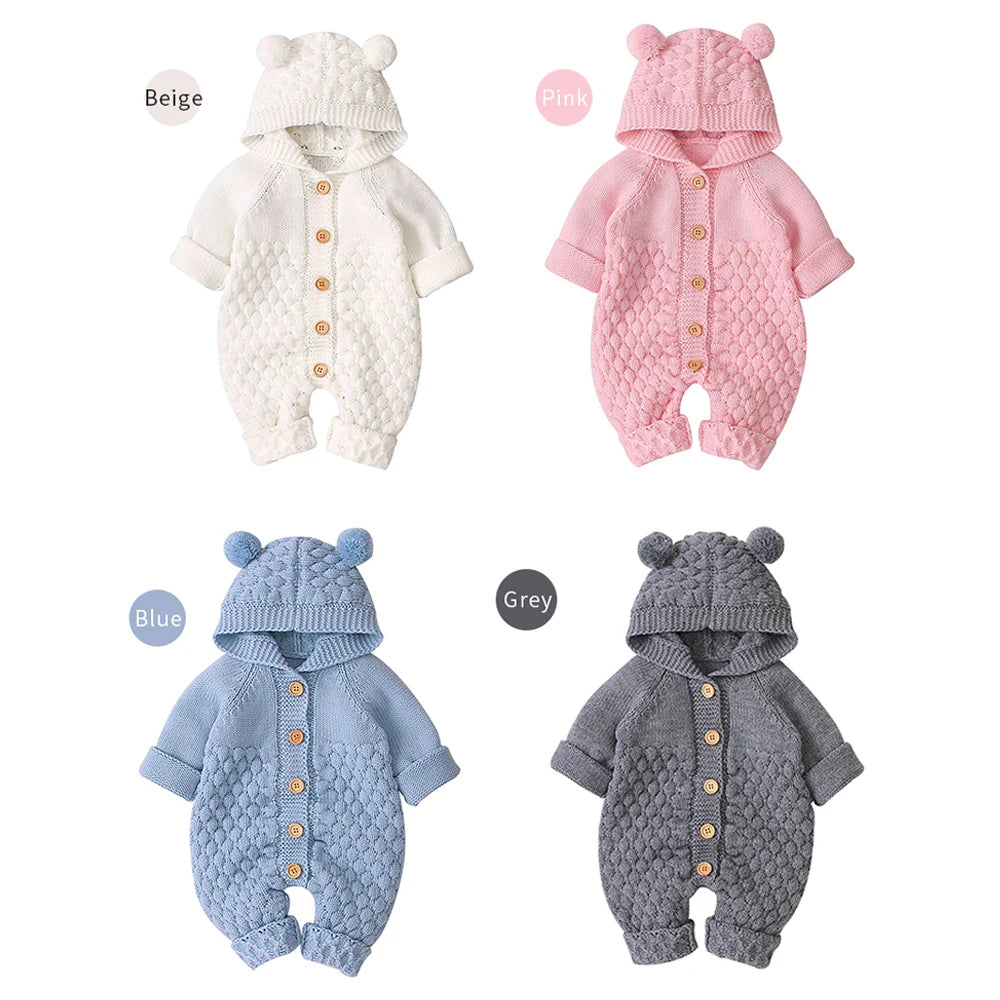 Autumn Winter Newborn Sweater Baby Boy Girl Clothes Romper Bear