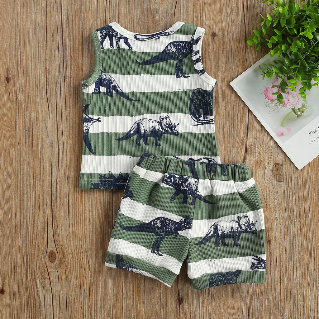 Summer Infant Baby Boys Girls Tracksuits + Elastic Shorts Clothes Set