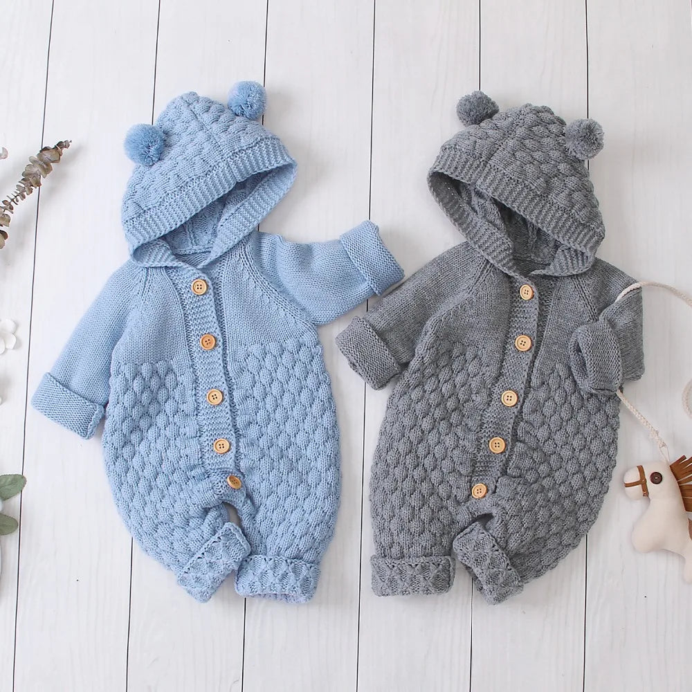 Autumn Winter Newborn Sweater Baby Boy Girl Clothes Romper Bear