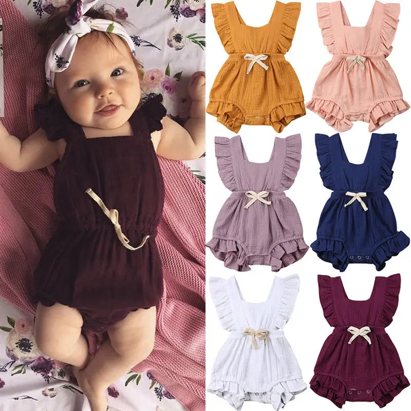 SUMMER Newborn Baby Girls Ruffle Jumpsuit