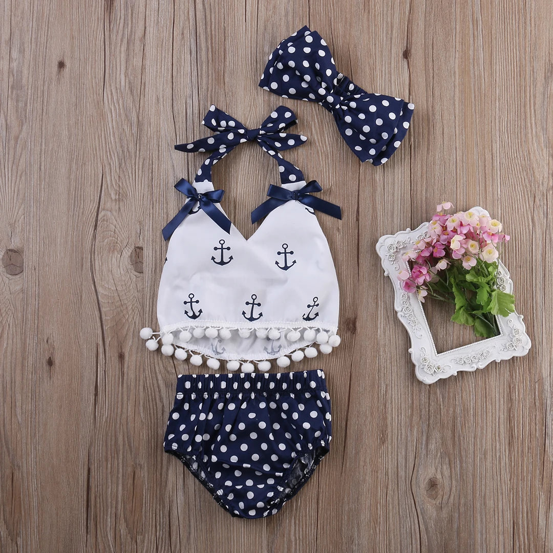 3Pcs/set Infant Baby Girls Clothes  Outfits Set Sunsuit 0-24M