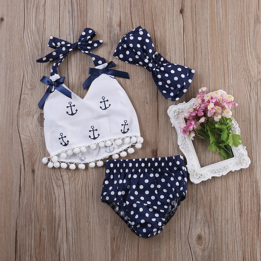 3Pcs/set Infant Baby Girls Clothes  Outfits Set Sunsuit 0-24M