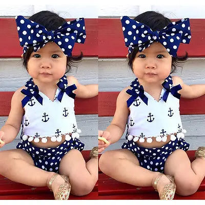 3Pcs/set Infant Baby Girls Clothes  Outfits Set Sunsuit 0-24M