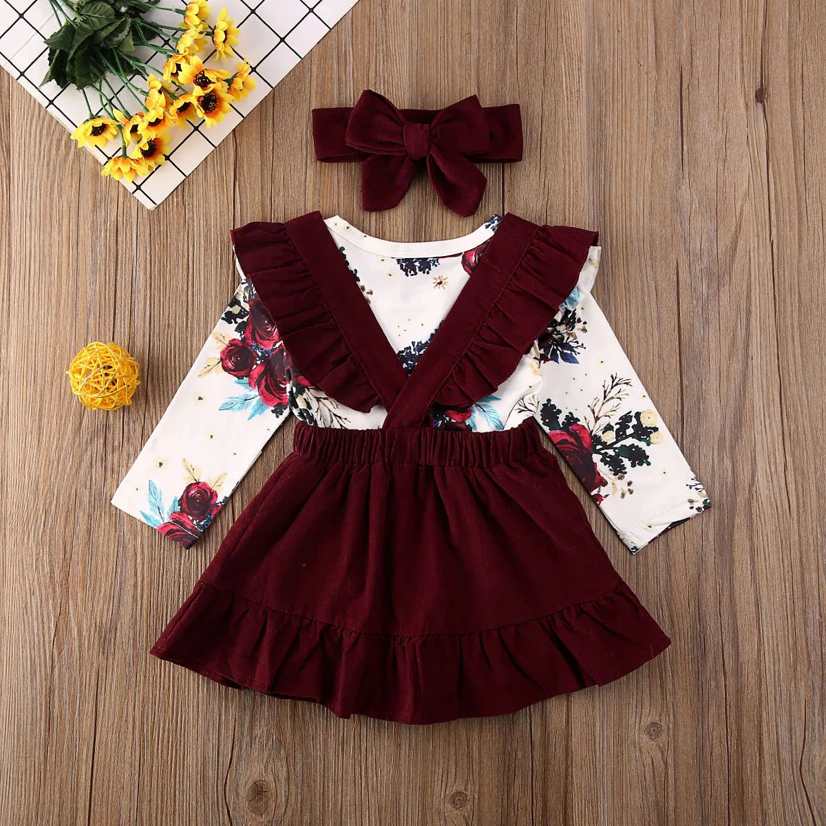 3PCS Infant Baby Girl Floral Outfit