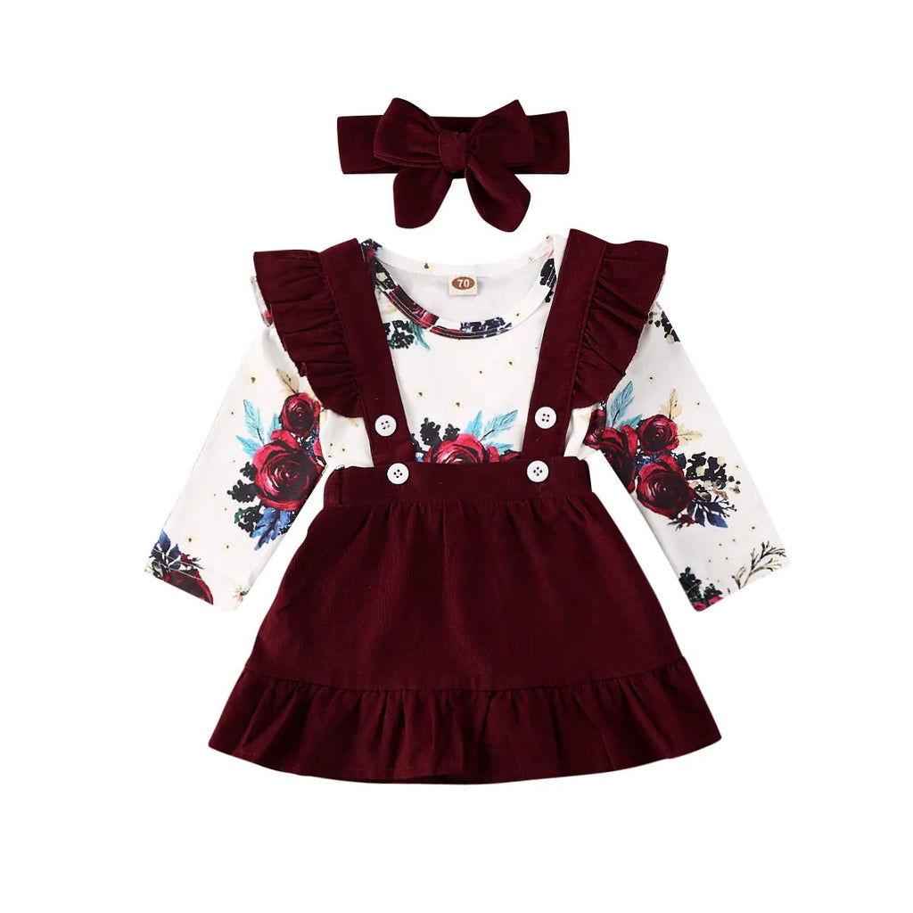 3PCS Infant Baby Girl Floral Outfit