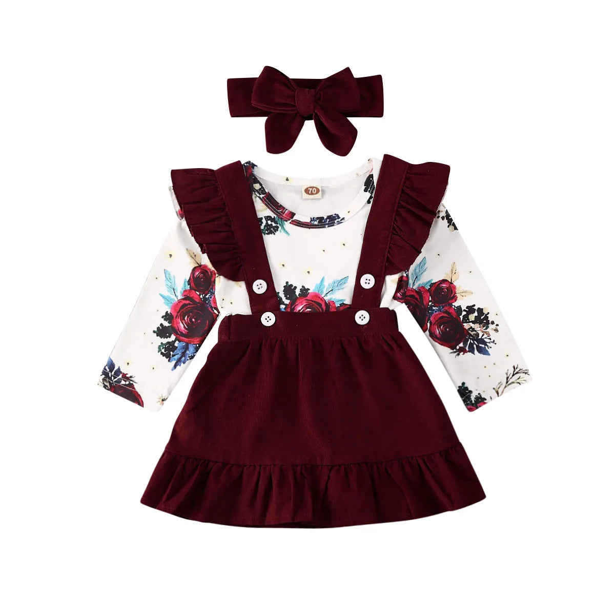 3PCS Infant Baby Girl Floral Outfit