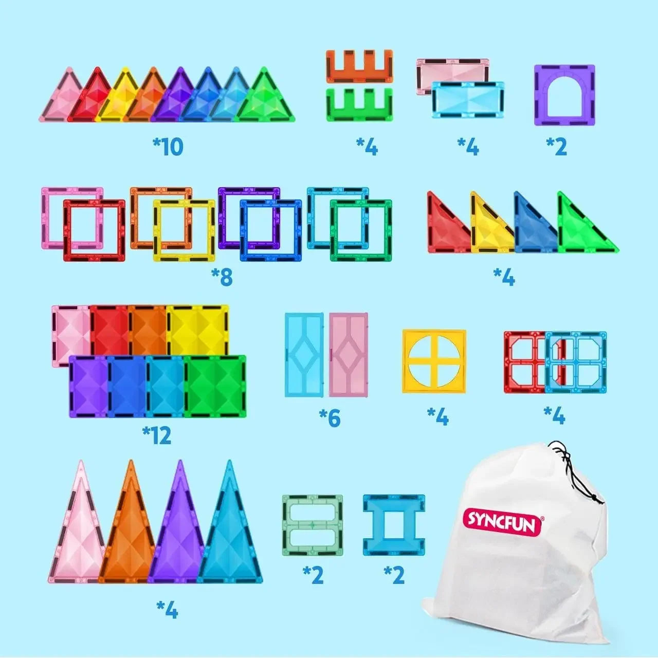 JOYFY 66PCS Magnetic Building Tiles Toys
