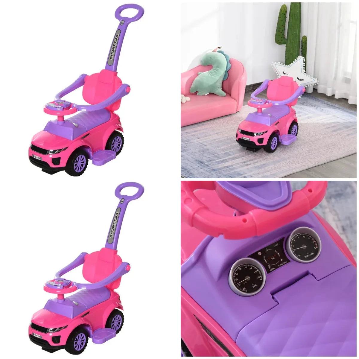 3-in-1 Push Car for Toddlers, Ride-on Stroller