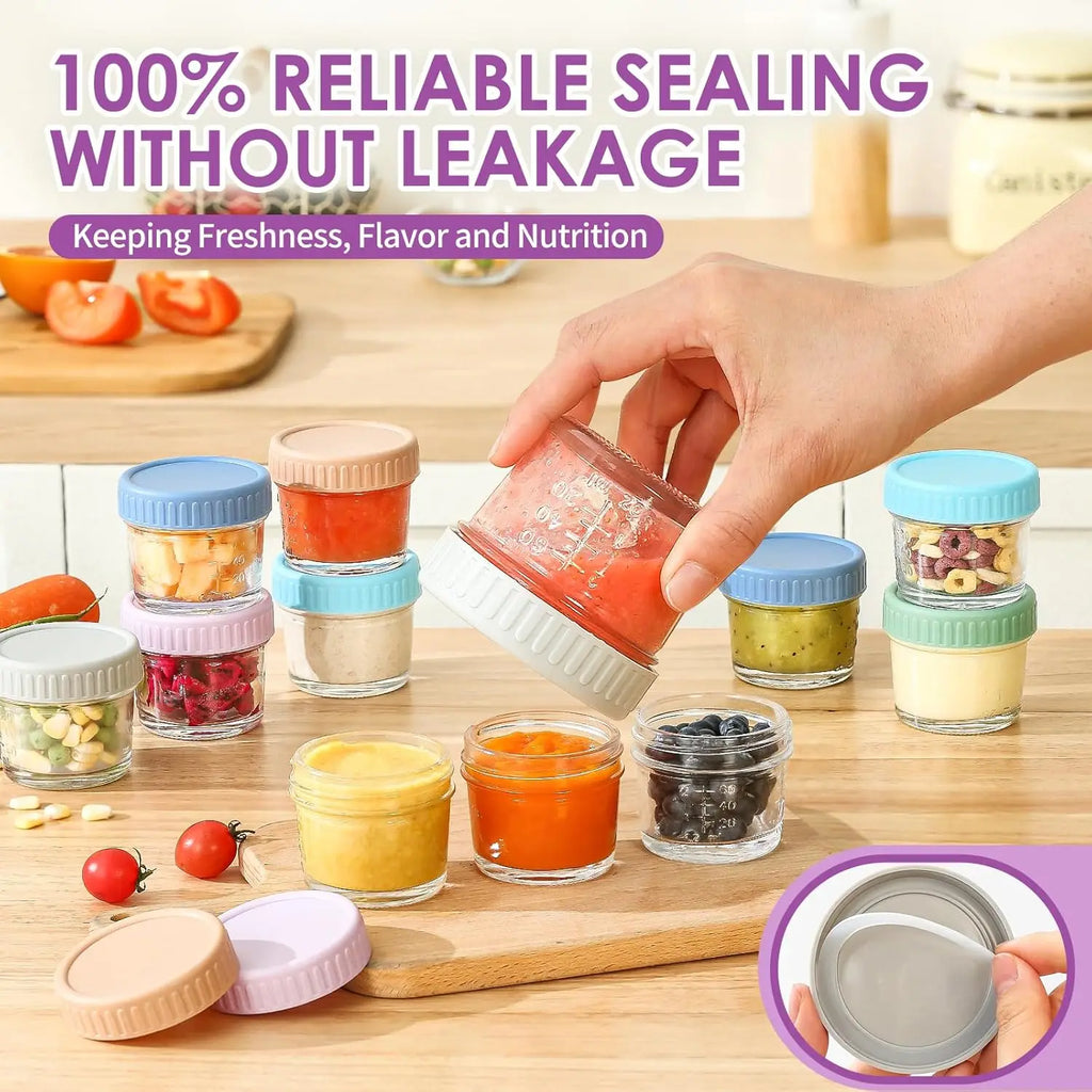 12 Pack Glass Baby Food Storage Containers