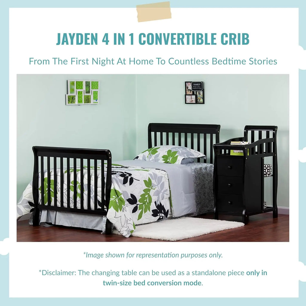 4‑in‑1 Mini Convertible Baby Crib & Changer with Storage