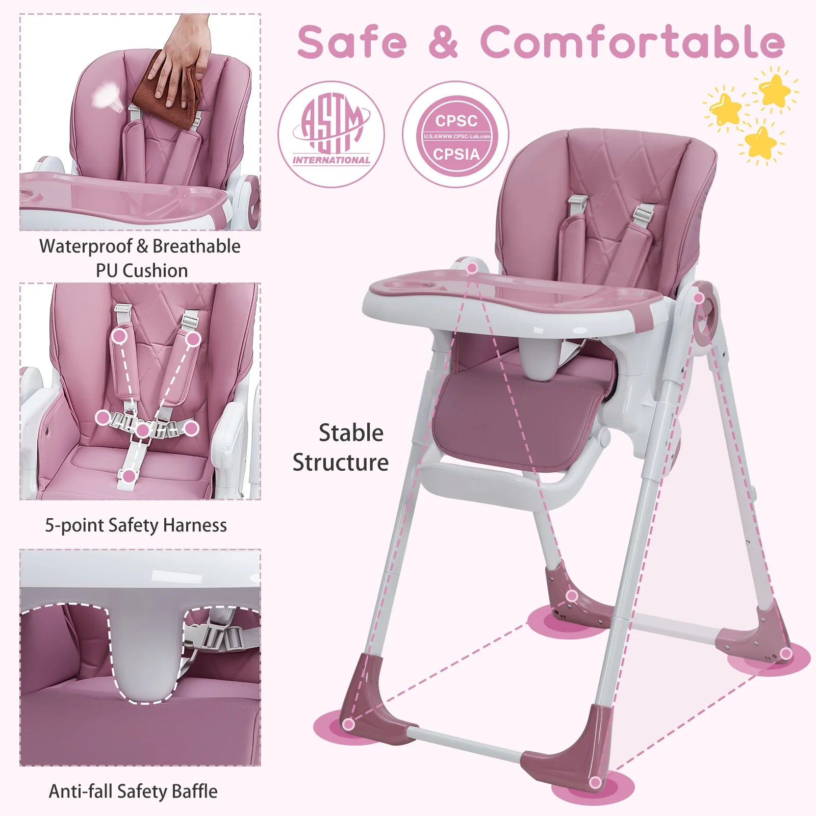 Baby High Chair, Multifunctional Infant High Chair