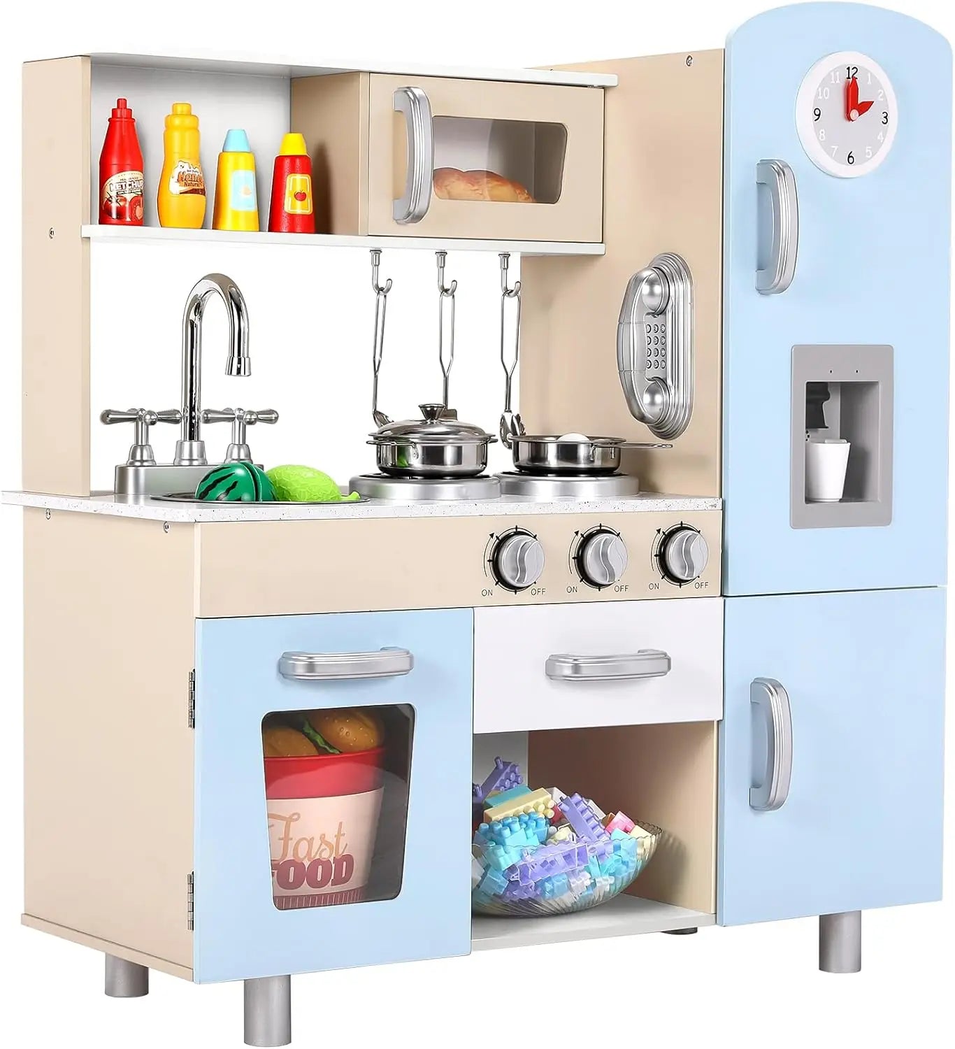 Wooden Play Kitchen Set Pretend Play Kitchen with Lights