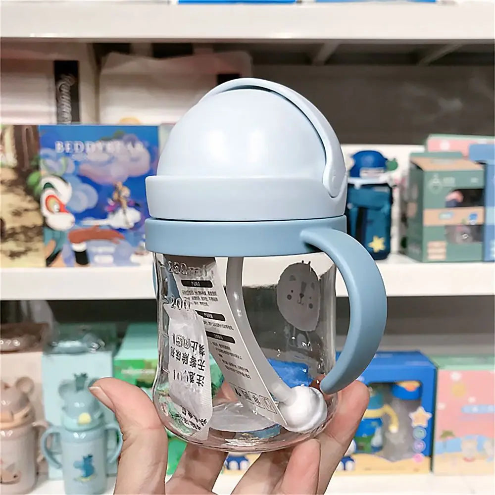 250ML Cartoon Pattern Outdoor Child Drinking Bottle with Straw