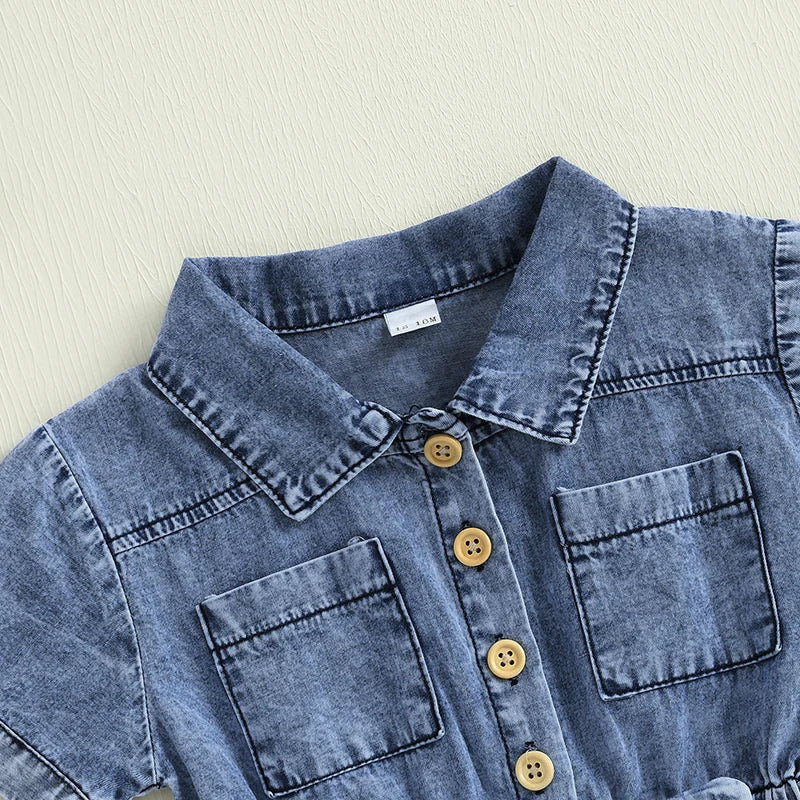 Toddler Girls Denim Overalls Shorts Short
