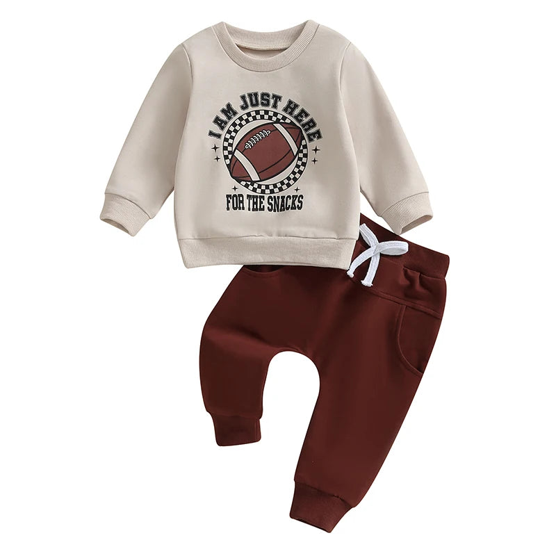 Baby Boy Outfits Football Print Sweatshirt