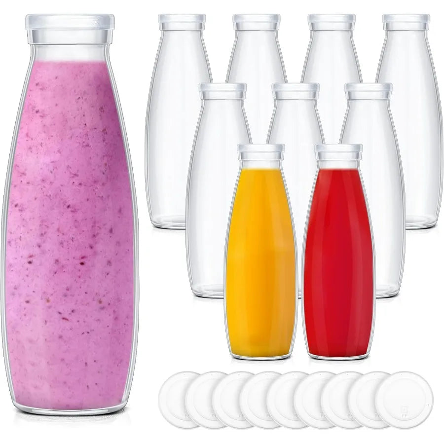 24 Pack Clear Glass Milk Bottles with Lids