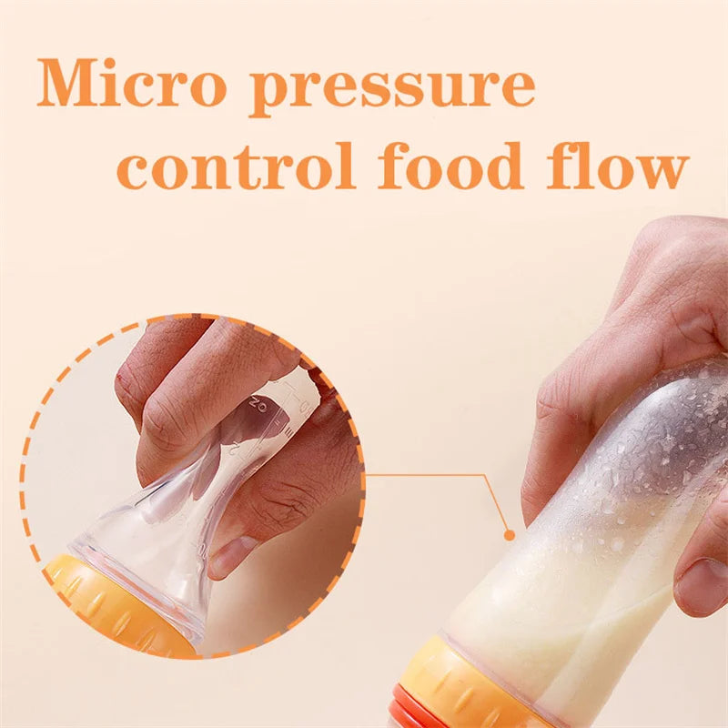 Safe Useful Silicone Baby Bottle with Spoon