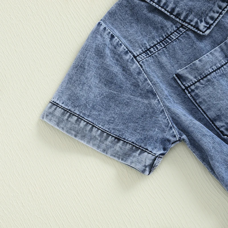 Toddler Girls Denim Overalls Shorts Short