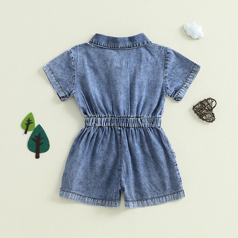 Toddler Girls Denim Overalls Shorts Short