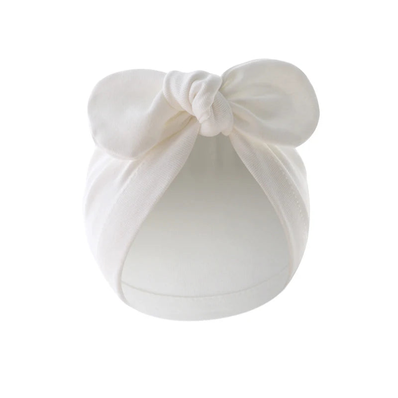 Cute Bunny Ears Baby Turban Hat Solid Color Infant Beanie Cap