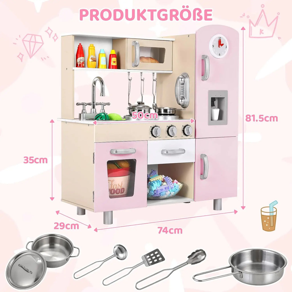Wooden Play Kitchen Set Pretend Play Kitchen with Lights
