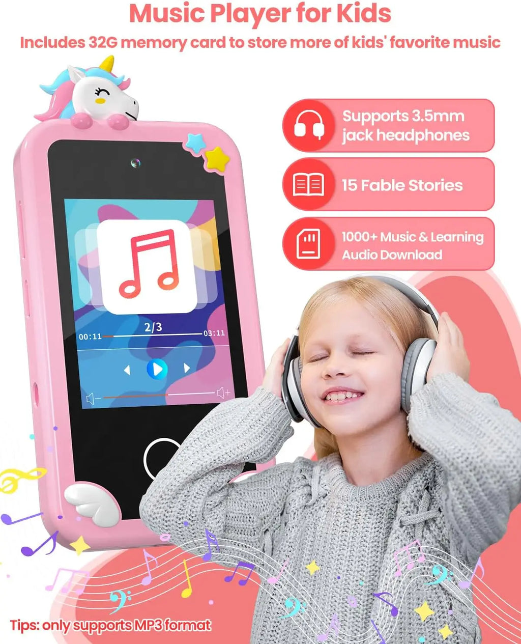 Touch Screen Toddler Learning Toy, Dual Camera, Music Player
