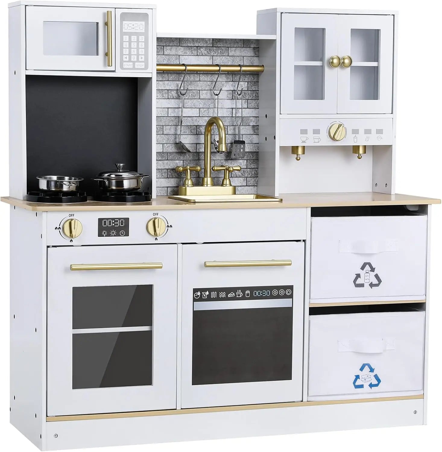 Kids Upright Wooden Kitchen Toy Playset