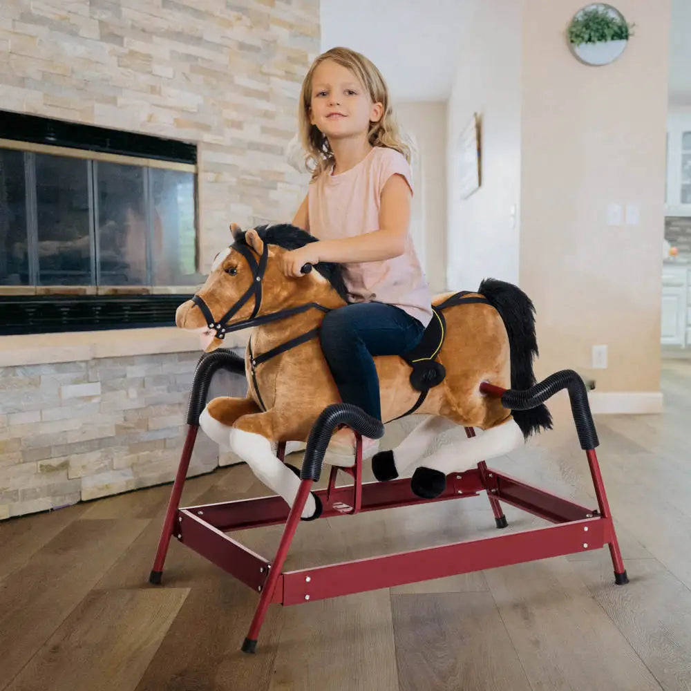 Durable Plush Toddlers Spring Rocking Horse
