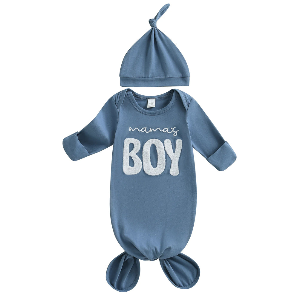 Infant Long Sleeve O Neck Letter Embroidery Sleep Sack Newborn Clothes