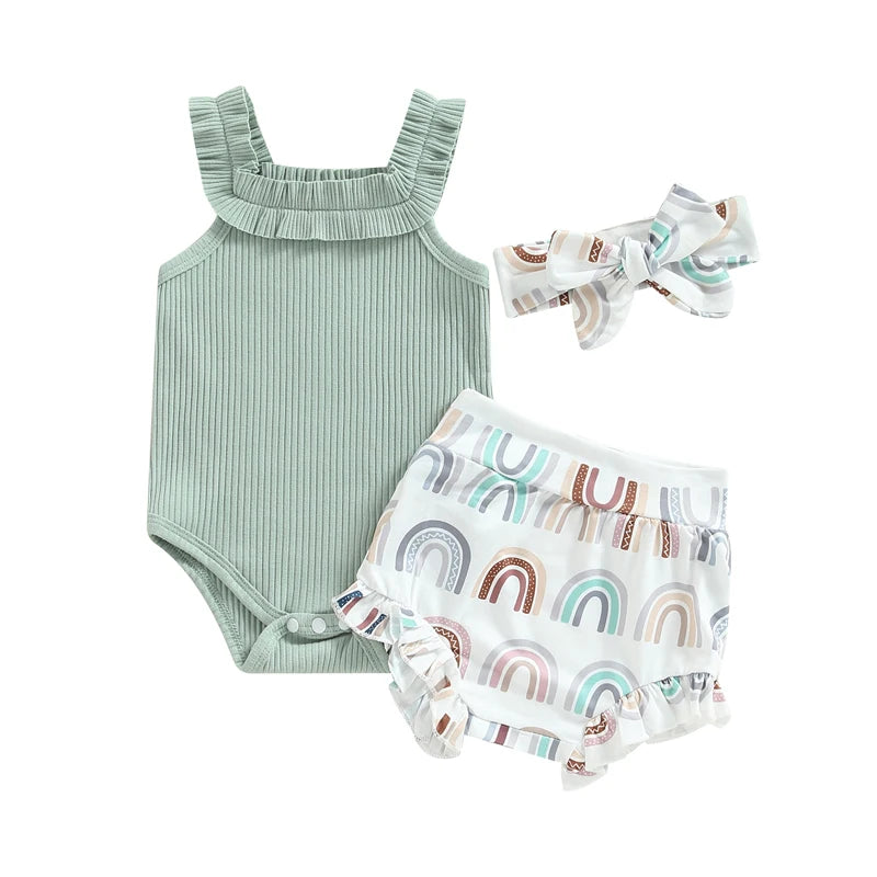 0-18M Infant Baby Girls Shorts Set