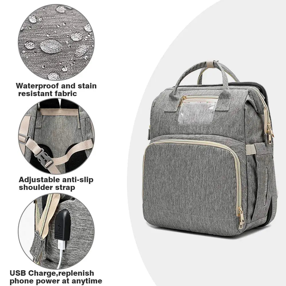 Fashion Portable Folding Crib Diaper Bag Multi-Function