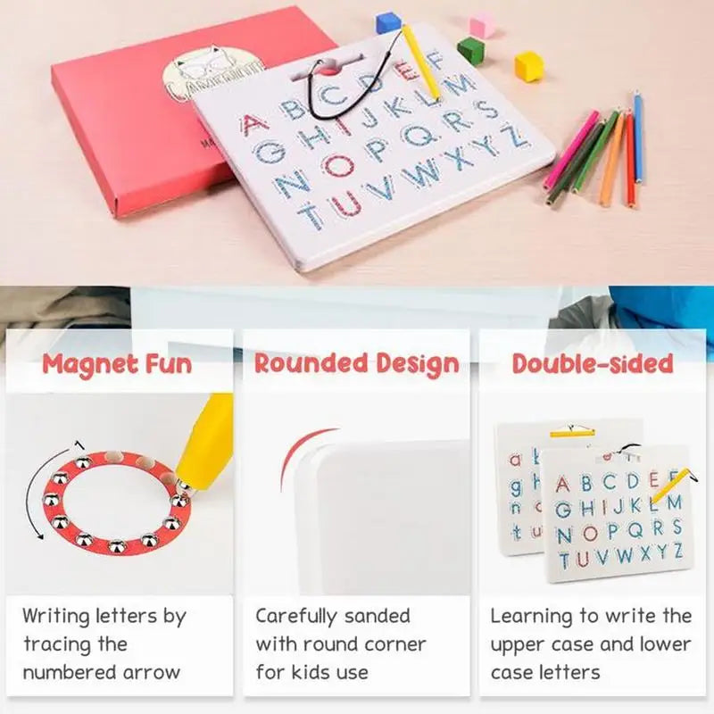 Magnetic Alphabet Tracing Board 2-in-1 Learning Writing Playboard