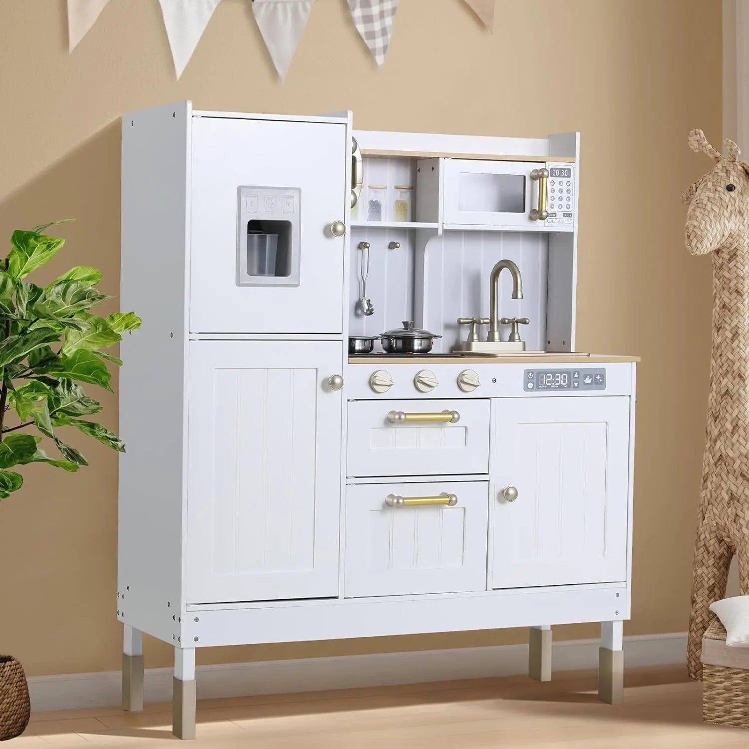 Kids Upright Wooden Kitchen Toy Playset