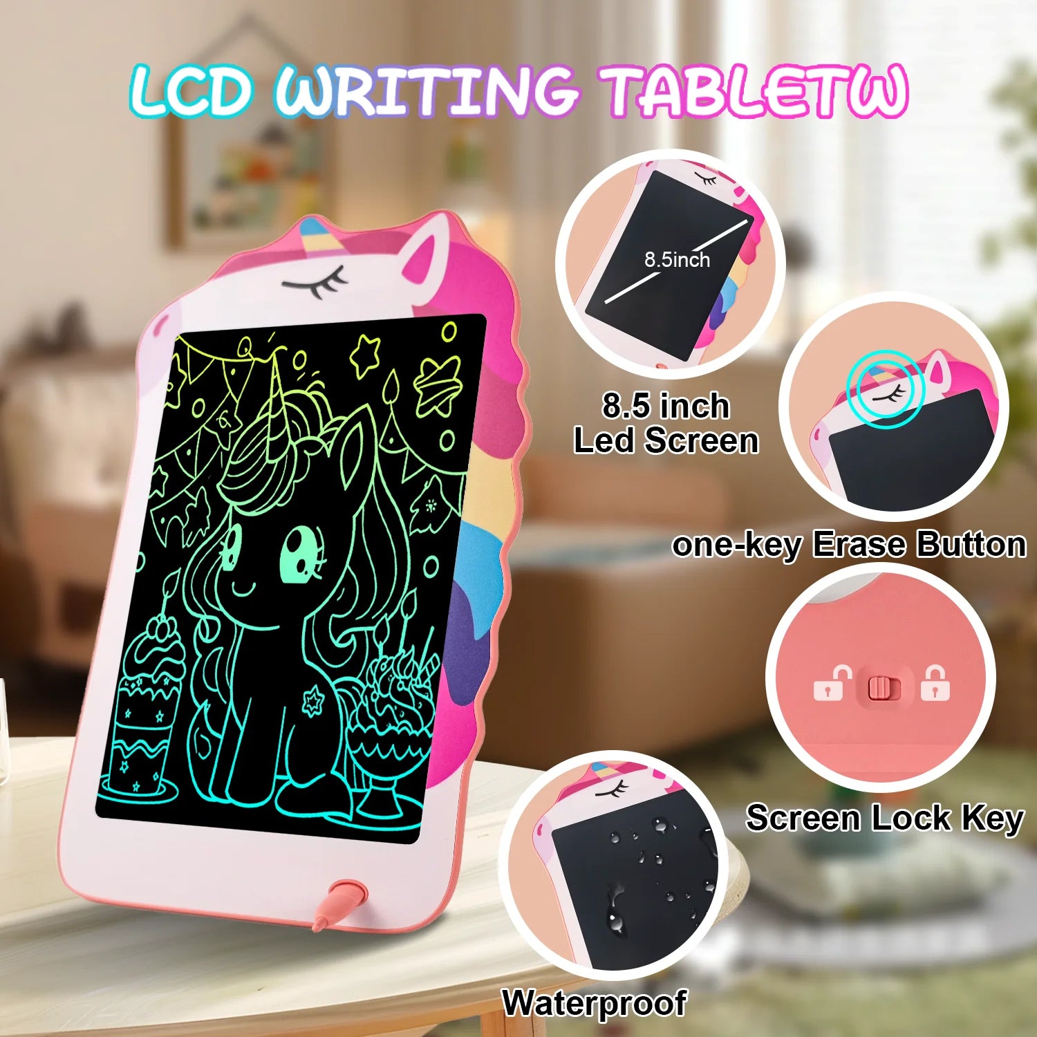 LCD Writing Tablet for Kids, 8.5 Inch Colorful Doodle Board Drawing Tablet