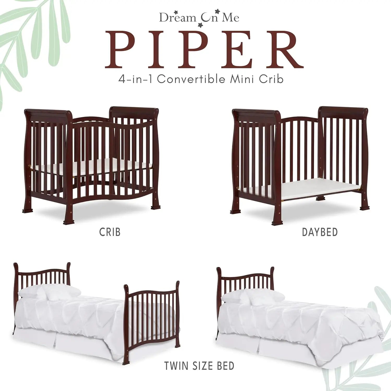 4-in-1 Convertible Mini Baby Crib with Changer & Storage