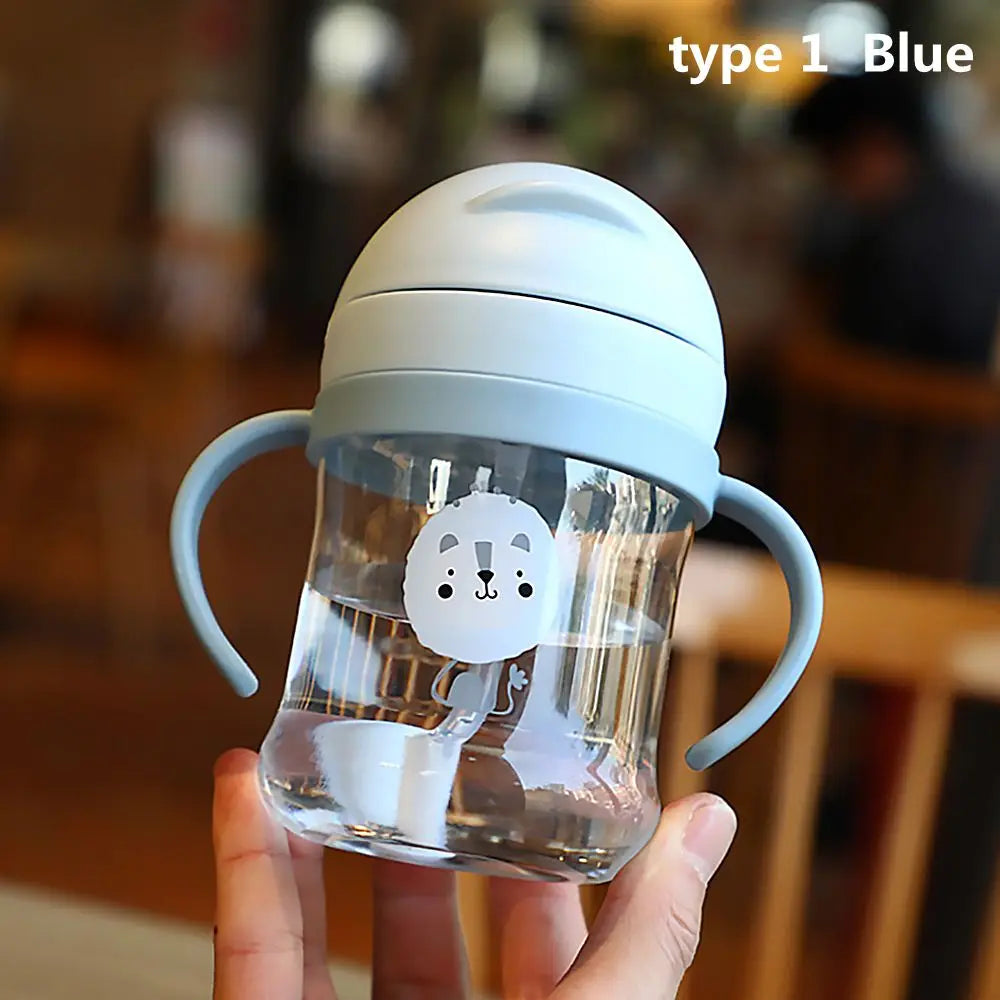 250ML Cartoon Pattern Outdoor Child Drinking Bottle with Straw