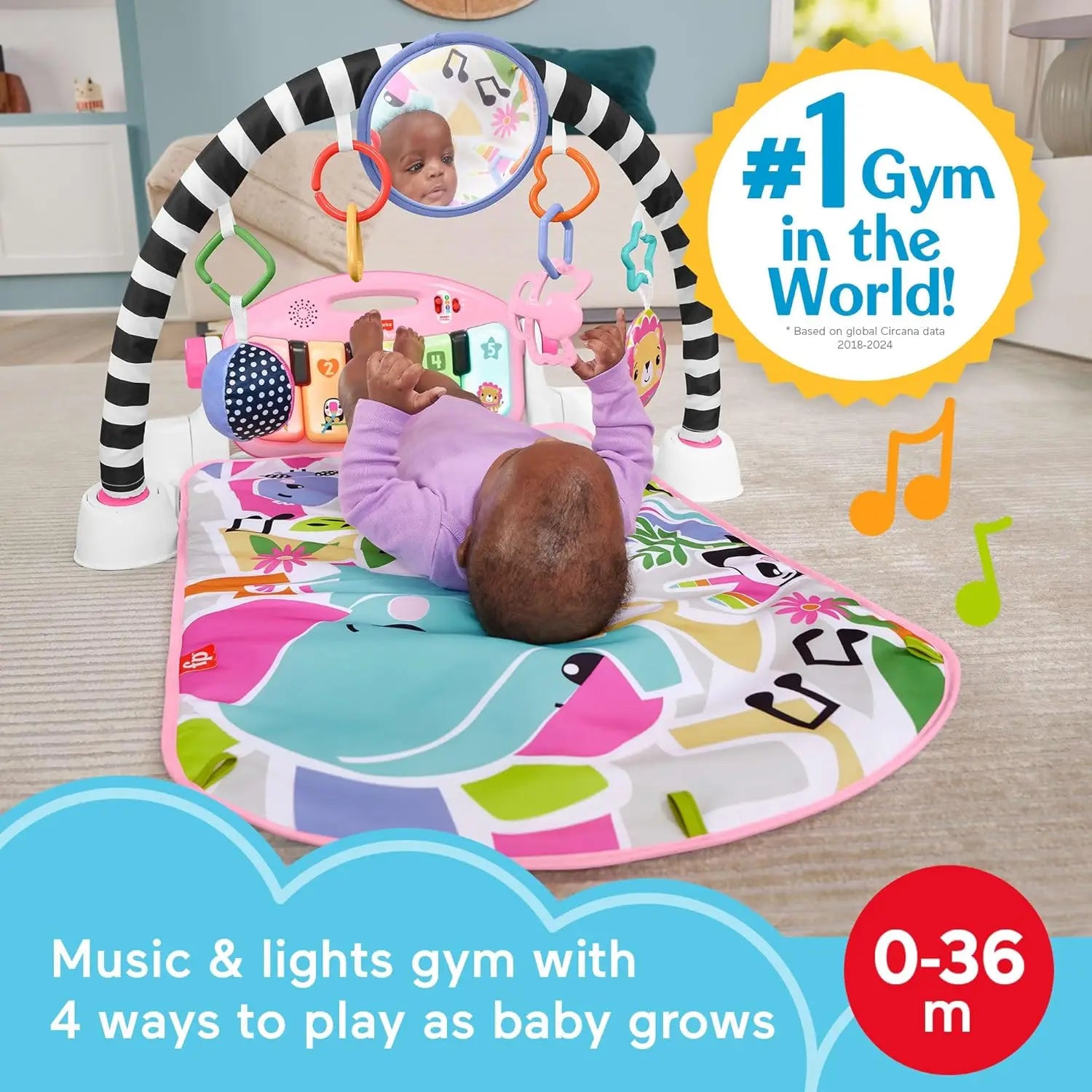 Interactive Baby Playmat with Piano Gym,