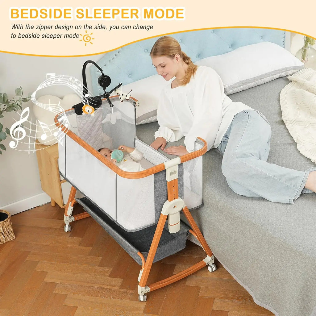 3-in-1 Adjustable Baby Bassinet with Musical Toys