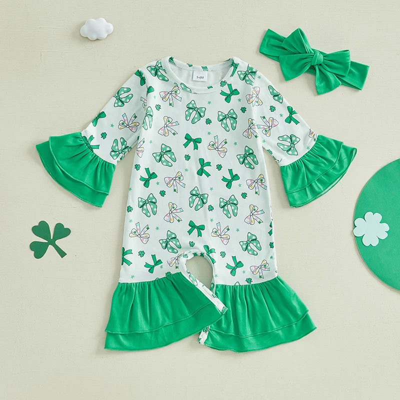 Adorable Baby Girls St Patrick s Day Shamrock Romper