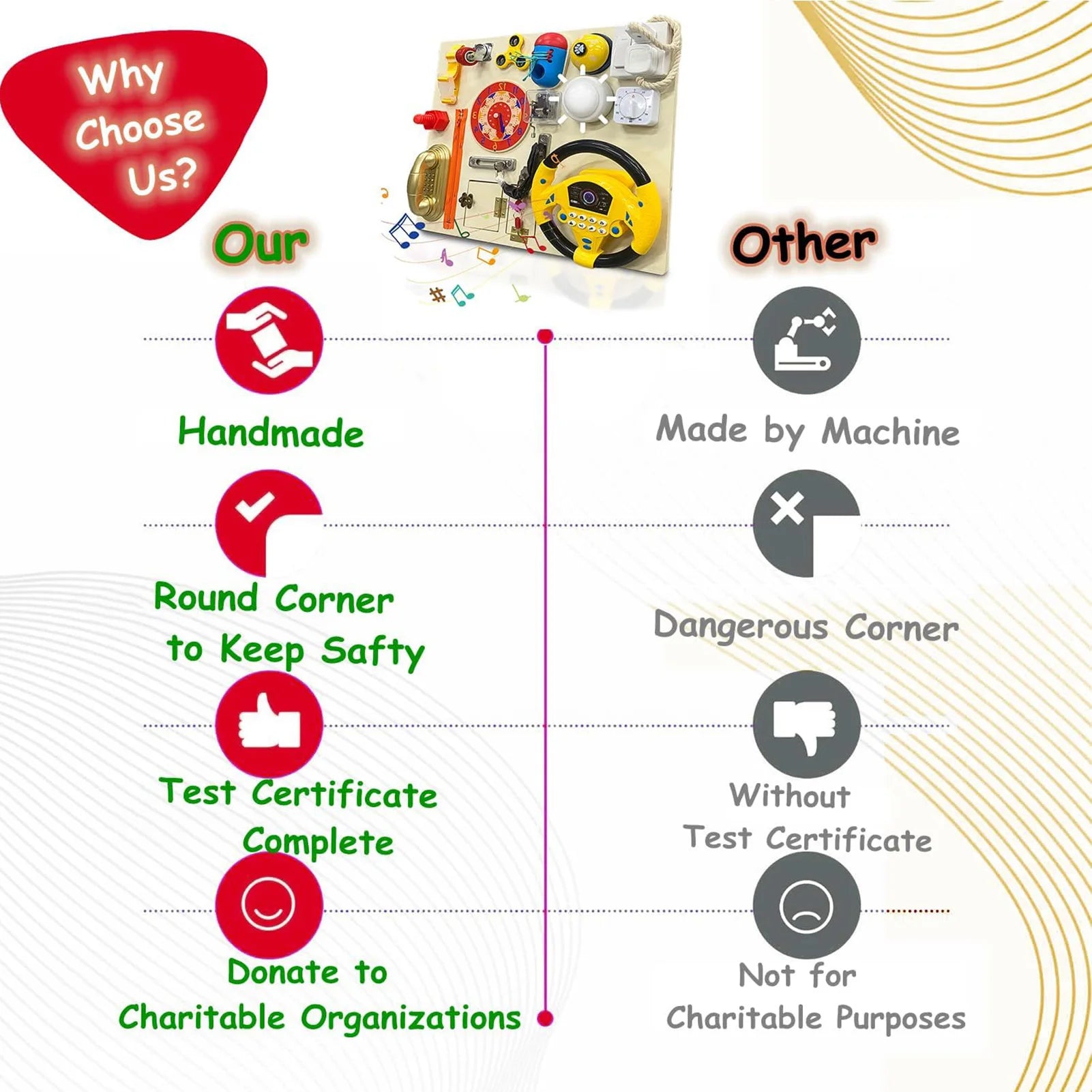 Toddler Sensory Activity Board Large Size Multifunctional Children Learning Toy